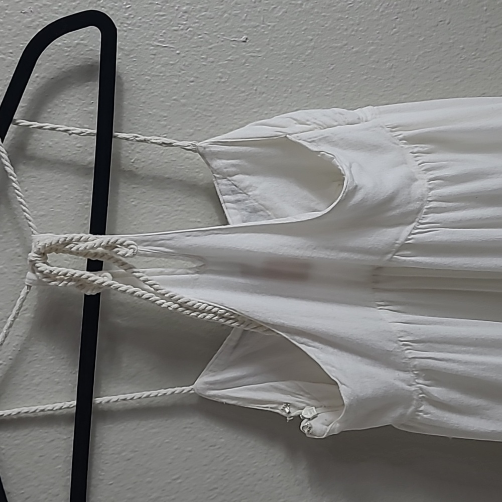 Quiksilver White Tiered Maxi Dress with Embroidered Yoke Summery Light Size Xs - Picture 6 of 10